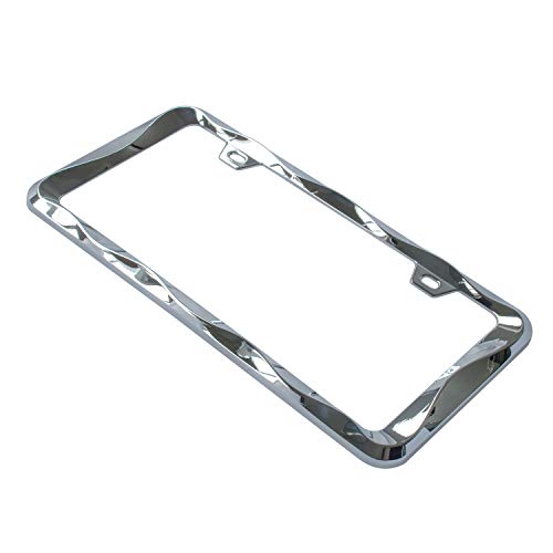 Creathome 3D Curly Wave Pattern Chrome License Plate Frame from Pure Zinc Alloy Metal