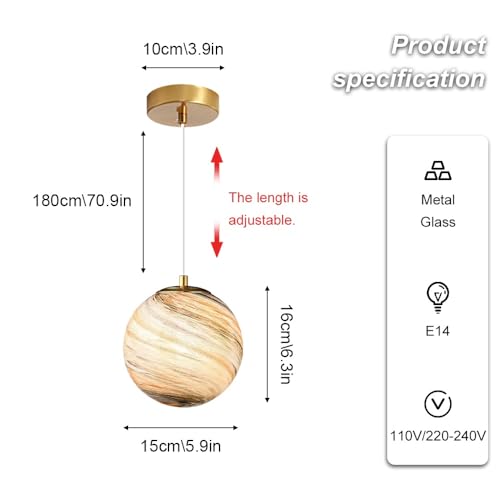 Lámpara colgante Planet, una minilámpara mágica de cristal coloreado para el cuarto infantil 4