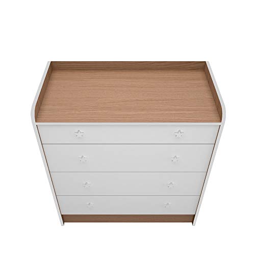 Cômoda com trocador infantil doce sonho 04 gavetas carvalho