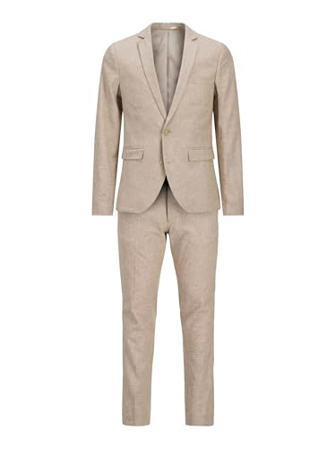 Jack & Jones JPRRIVIERA Linen Suit Slim Fit SN PLS, Travertino/Ajuste: Corte Ajustado, 68 Große Größen
