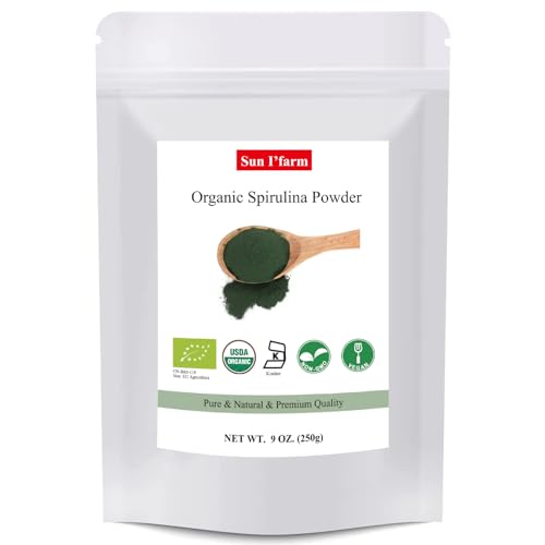 Sun-IFarm-Organic-Spirulina-Powder-9oz250g-Superfood-from-Raw-Green-Algae-Nutrient-Dense-Dietary-Supplement-for-Immune-System-and-EnergyBagged