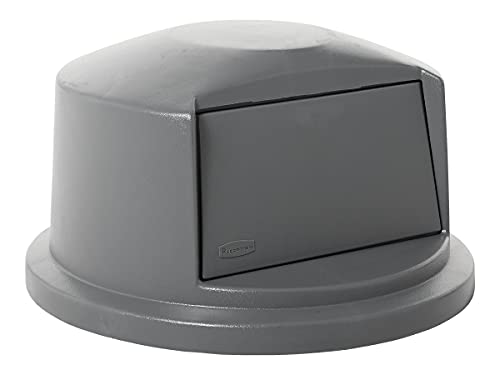 Image of Rubbermaid Commercial Products Heavy-Duty BRUTE Dome Swing Top Door Lid Plastic Gray Compatible with the 32-Gallon Waste /Utility Containers