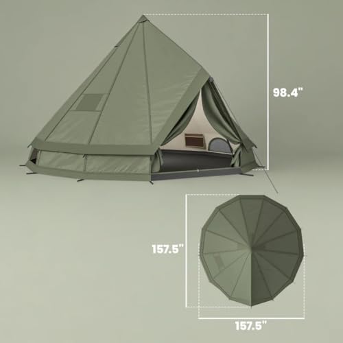 Carpa Teepee para 4-6 Personas con Estufa, Resistente 4 Estaciones miniatura 5