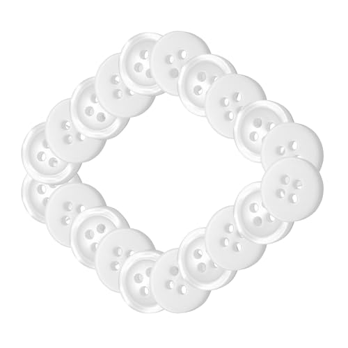 Mother of Pearl Buttons 20 Pieces Shirt Button 0,4 inches White Button 18L 4 Hole Plastic Pearlized Buttons