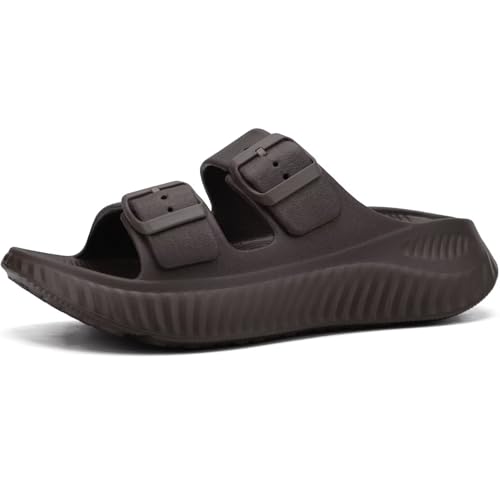 KuaiLu Mujer Sandalias Ajustable de Recuperación Comodas Señoras Soportes Chanclas Ortopedicas Fascitis Plantar de Arco Ligera Abierta Deportivas Chancletas Verano Playa Goma Todo Marrón 42