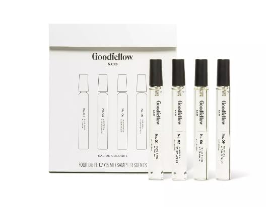 Goodfellow & Co Men’s Cologne Sampler Set – 4-Piece Trial Size Fragrance Collection – 0.5 fl oz Each – Fresh, Masculine & Long-Lasting Scents – Gift for Him