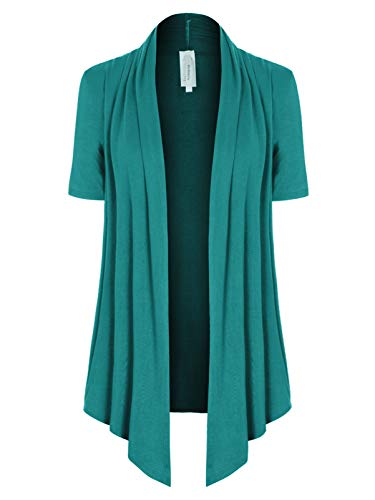 Image of MixMatchy Women's Lightweight Short Sleeve Draped Open Front Cardigan Vest