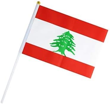 Miniatura 2 de Paquete de 25 banderas pequeñas de mano, bandera del Líbano del Líbano, Bandera del Líbano, Banderas de País Nacionales, Suministros de Decoración