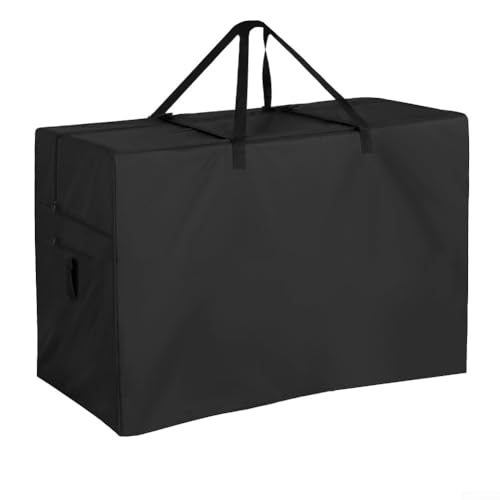 Triple Fold Mattress Storage Bag Oxford Cloth With Reinforced Handles Heavy Duty Waterproof Protector For Bedding Blankets Pillows Camping Travel Black(138x33x65cm)