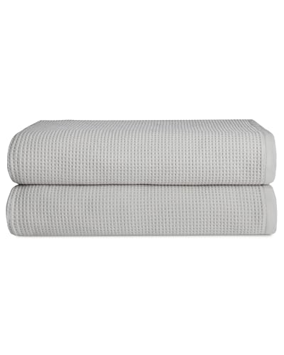 Cozy Earth Waffle Bath Sheets - 60% Cotton 40% Viscose from Bamboo Bath Sheets 40 x 65 Inches - Soft & Absorbent Terry, Reversible Mini Textured Waffle & Weave Pattern - 2 Pack