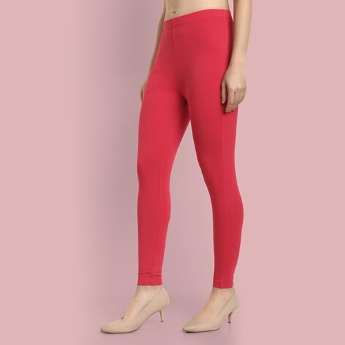 Image of ONE SKY Women Ankle Length Leggings | Premium Cotton Modal Spandex Blend | High Waist Stretchable & Bio-Washed Fabric | Colour-Lock | Ethnic Leggings for Women