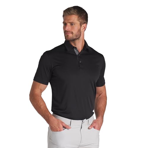 PUMA Men's Mattr Brigade Polo, Black-Slate Sky, L