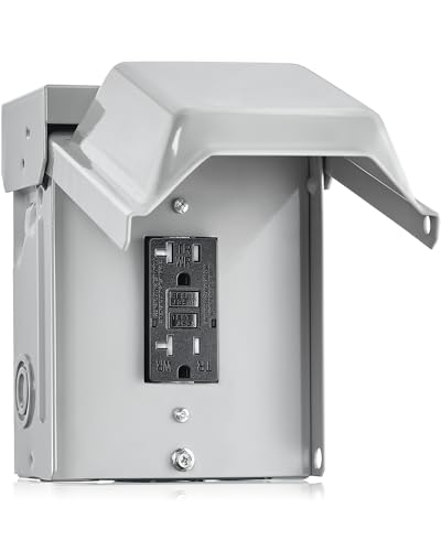 SURAIELEC Outdoor Outlet Box, 20 AMP WRTR GFCI Receptacle, Rainproof 3R Enclosure, Weatherproof All...
