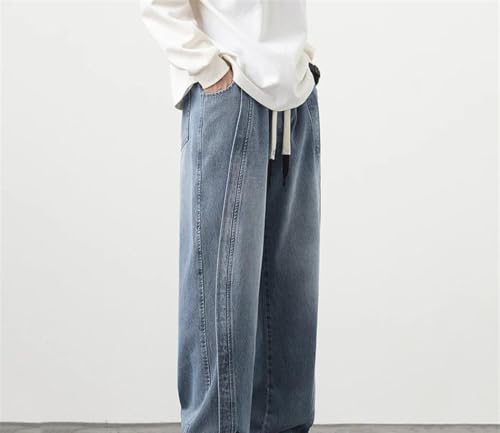 Men Plus Size Jeans Baggy Casual Straight Denim Pants High Waist Elegant Office Party Trousers2