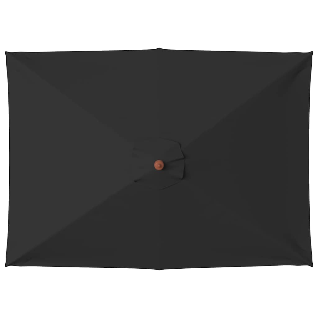 Ombrellone con palo in legno, nero, 150 x 200 cm, rettangolare, pieghevole, da giardino, terrazza, mercato, piccola protezione solare per balcone, terrazza, giardino