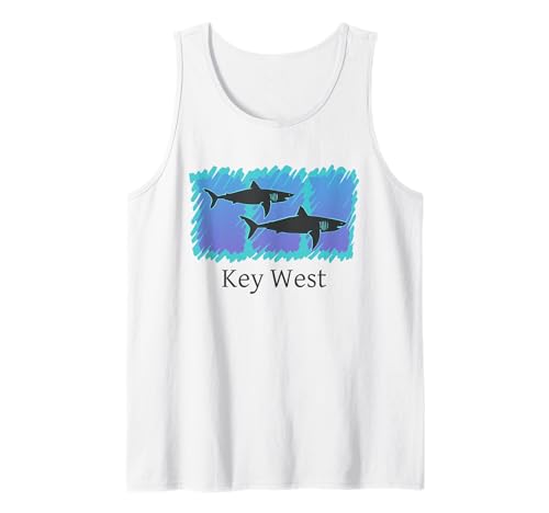 Key West Florida Retro Shark Graphic Tank Top