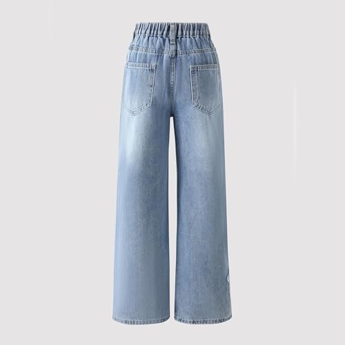 Ripped Denim Jean Bow Jeans for Girls Cute Baggy Pants Wide Leg High Waisted Trousers Teens Y2k Streetwear with Pocket4