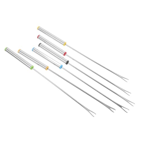 Zerodeko 6pcs Fondue Forks Chocolate Cheese Hot Pot Utensils with Long Handles for Marshmallows Meats Desserts for Home Parties Camping