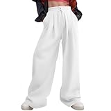 Pantalón corto genérico rojo y negro para mujer con bolsillos anchos anchos de pierna negra suelta de alta cintura y sudaderas con varios bolsillos, leggings blancos con transparencias, blanco, XL