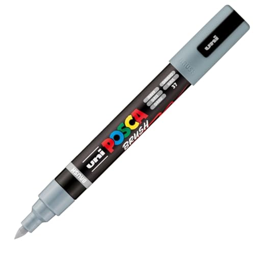 POSCA PC5BR, Marqueur peinture Brush base eau - Tout Support - Gris