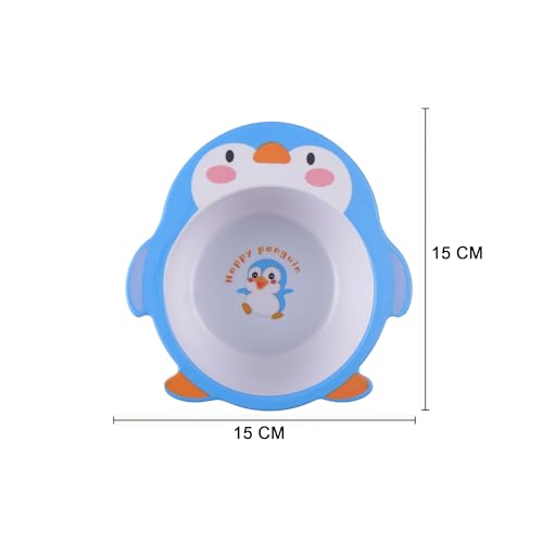 Image of Bamboo Kids Feeding Set of 5 |Kids Crockery Set Tableware |Baby Utensils and Dishes Set | Eco-Friendly |Organic & Natural (Paddy- The Penguin)