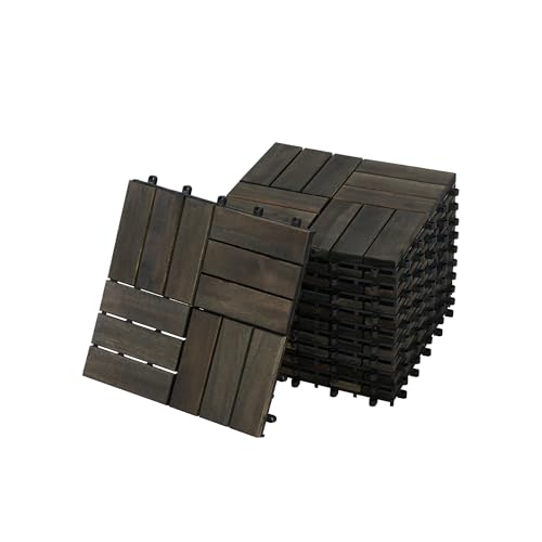 Interlocking Outdoor Deck Tiles Made from Sustainable Acacia Hardwood and Recycled Plastic Composite for Patio, Poolside, and Balcony Flooring