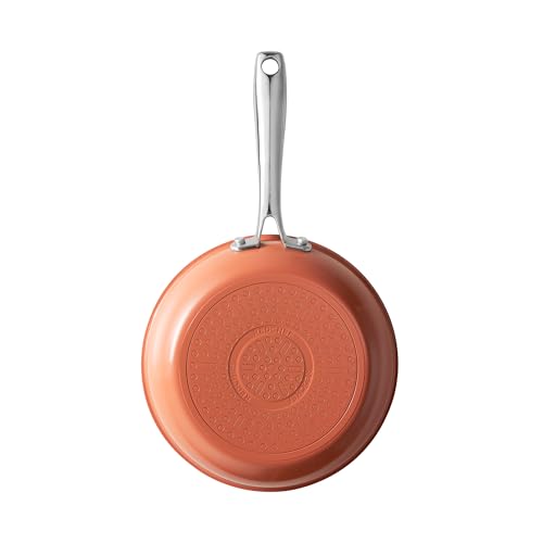 Image of Redchef Egg Pan Nonstick, Small Ceramic Skillet for Gas & Electric Stoves, Easy Clean & Dishwasher Safe, Durable Riveted Handle, PTFE & PFAS & PFOA Free, Pumpkin Orange, 8 Inch
