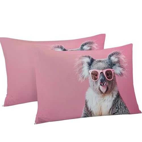 Housse de couette 160x200 koala parure de lit 3 pièces micropluche zippée