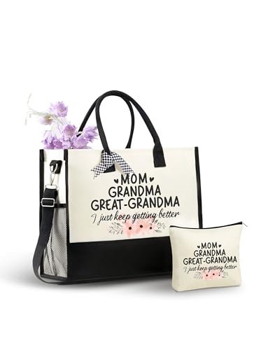 Bolsa Tote Canvas Great Grandma con cierre y correa miniatura 1