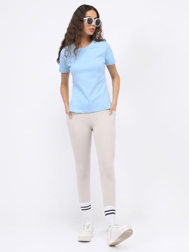 Image of NOBERO 100% Cotton T-Shirts for Women Stylish | Regular Fit | Solid T Shirts for Women 180 GSM Combed Cotton | Crew Neck Half Sleeve