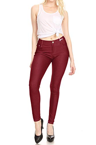 FashionJOA Women's Stretchy Comfy Pockets Solid Skinny Jeggings Jean Pants S-3XL4