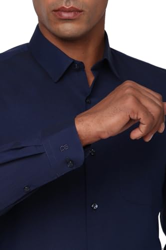 Image of Peter England Men's Classic Solid Full Sleeve Slim Fit Shirt | Wonder Fabric | Cotton Rich | Pin Point Oxford