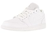 Nike Jordan Men's Air Jordan 1 Low White/White/Metallic Silver Basketball Shoe 10 Men US