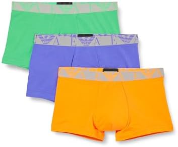 Emporio Armani Men's 3-Pack Trunks (Pack of 3), Fluo Orange/Fluo ...