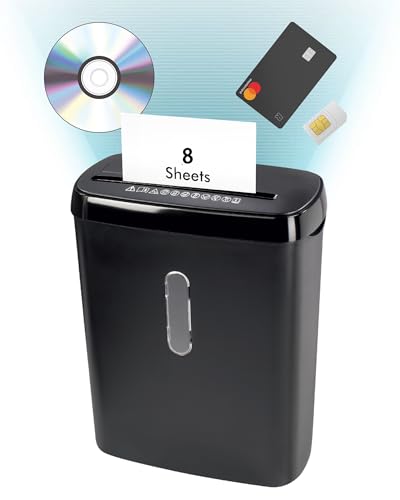 12L Paper Shredder Document Shredder 8-Sheet Securely Shreds Documents Credit Cards and CDs High-Performance Office Shredder Privacy Protection and Efficiency Booster