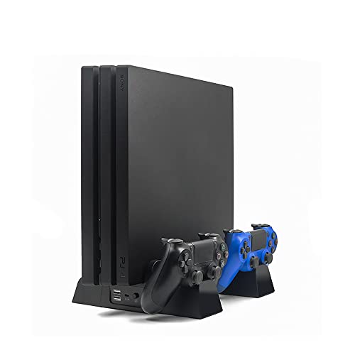 TwiHill Adequado para PS4 PRO Slim, suporte de resfriamento multifuncional, rack de disco com base d