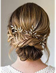 Aegenacess Wedding Hair Pins Rhinestones Crystal Leaf Bridal Hair Pin Clips Combs for Brides and Bridesmaids, Women and Girls (Set of 3) #205 (rose gold)