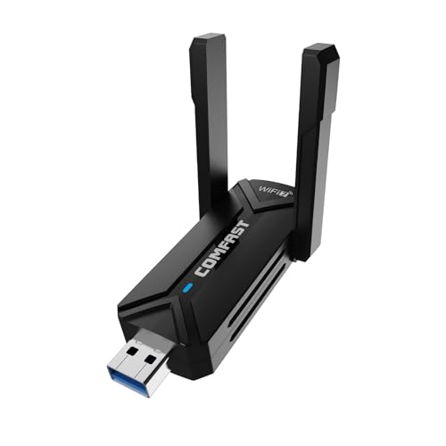 Clé WiFi 7 Adapteur Puissante BE6500 par MMOBIEL – Tri-Bande (6/5/2.4GHz) 6452 Mbps USB 3.0 WiFi avec Antenne Externe, WPA3, 4K-QAM, Plug & Play - pour...