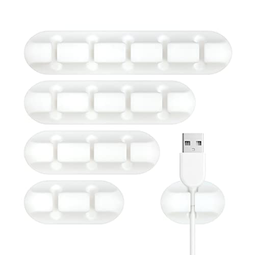 5 Pièces Clips Cable Organisateur Bureau, Ensemble d'Organisateur de Câbles de Gestion de Câbles Polyvalent pour Bureau, Câble d'Alimentation, Câble de Chargement USB, Câble Audio (Blanc) Cover
