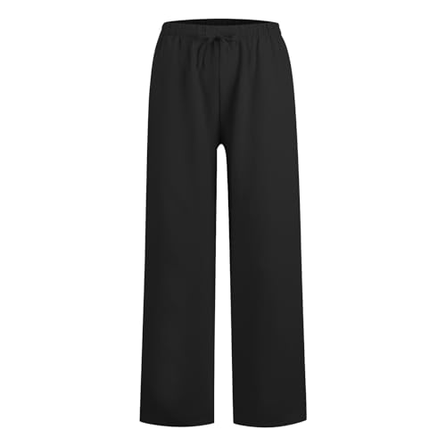 Cotton Linen Pants Women Plus Size, Summer Drawstring Fashion Vacation Trousers High Waisted Outfits Slacks Wide Leg3