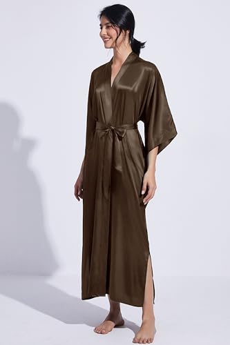 Image of PRODESIGN Satin Kimono Robe Women Long Silky Kimono Bathrobe Sleepwear Wedding Bridesmaid Robe