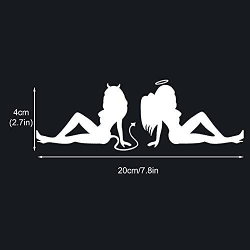 Image of 3 Pairs Sexy Angel and Devil Girl Sticker Naughty Nice Vinyl Good and Evil Die Cut Vinyl Decal for Windows Cars Trucks Bumper Laptops (Angel Devil - White)