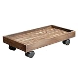 Heavy Duty Wooden Plant Stand with Lockable Wheels, Rectangular Plant Roller, Plant Roller Base, Pla