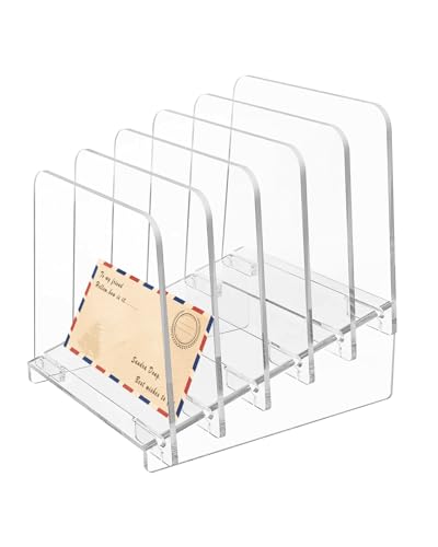 COTOSEA 5-Tier Acrylic Desktop File Organizer, Clear Document Holder for Office, Home, School, Letter Size, Space-Saving Desk Organizer with Inclined Design (Sturdy & Transparent)