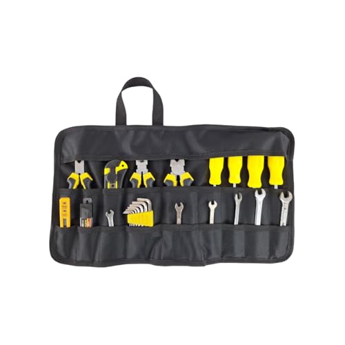 Estojo Porta Ferramentas Case Organizador Reforçado 18 Bolsos Divisões Dobrável Alça de Mão Eletricista Carpinteiro Mecânico ART MANIA (Preto)