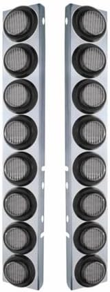 United Pacific 33801 Air Cleaner Light Bar, Front, Stainless Steel, with Bracket, Clearance/Marker Light, Amber LED, Clear Lens, with Rubber Grommets, 9 LED Per Light, for Peterbilt Trucks