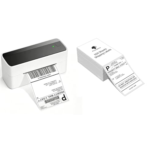 Image of Phomemo High-Speed Bluetooth Thermal Label Printer & 500Pcs 4x6 Thermal Shipping Label, Pink Labels Printers for Shipping Package, Compatible with iPhone, Android, Shopify, Amazon, USPS