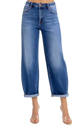 SALT TREE Risen Jeans - High Rise Crop Barrel Jeans - PGA21024