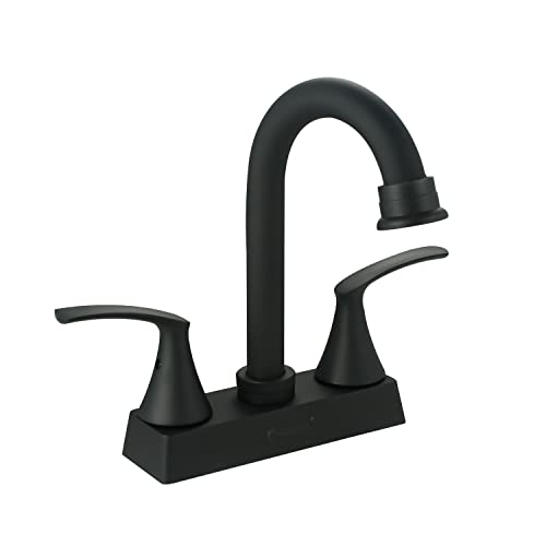 Solvex 2 Handle Bathroom Faucet Matte Black,4 Inch Centerset Bathroom Sink Faucet 3 Hole Bathroom Faucet,Bathroom Basin Faucet With Deck Mounted Lever Handle,Sp-40102-N #TOP18