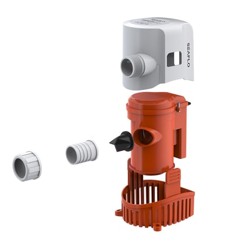 Image of SEAFLO 17-Series 2000 GPH Automatic Bilge Pump - 12V, Submersible Boat Pump, Marine Bilge Water Removal, Dual Outlet inch Intake 1 ⅛ inch Discharge, Compact Design, 4 Year Warranty